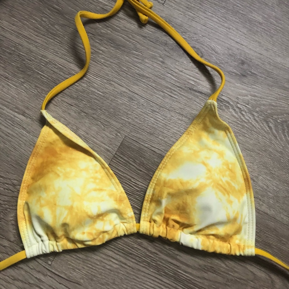 Yellow tie dye bikini top